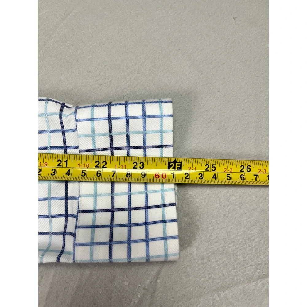 Banana Republic Mens XS Non Iron Classic Fit Blue White Open Check Button Shirt
